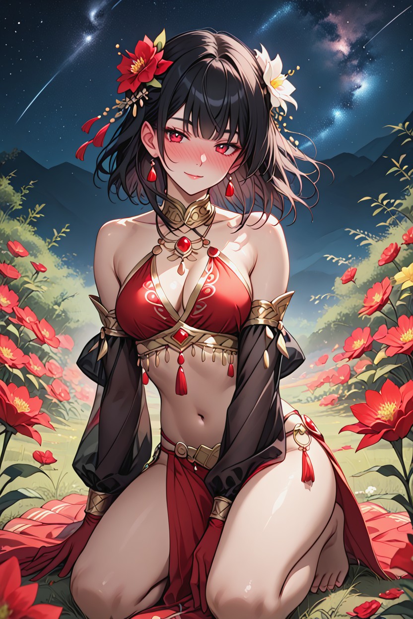 Kneeling, Fit Body Type, Happy Hentai AI Porn