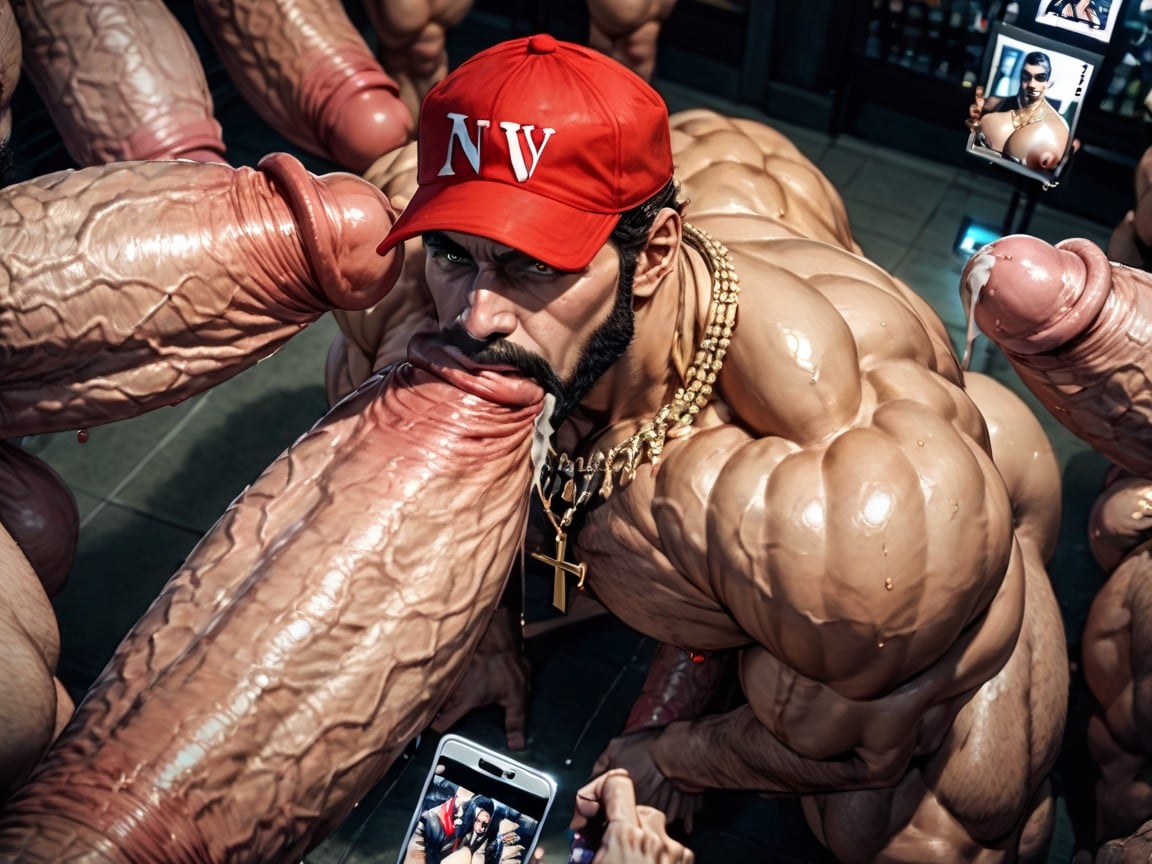 Big Extreme Hyper Nipples, Oiled Skin, Necklace AI Gay Porn
