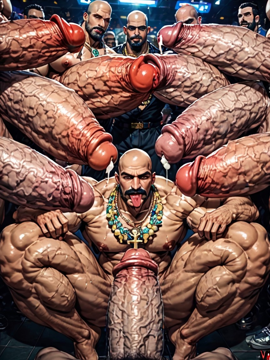 Sweaty, Hyper Bulky Tanned Skin, Harem AI Gay Porn