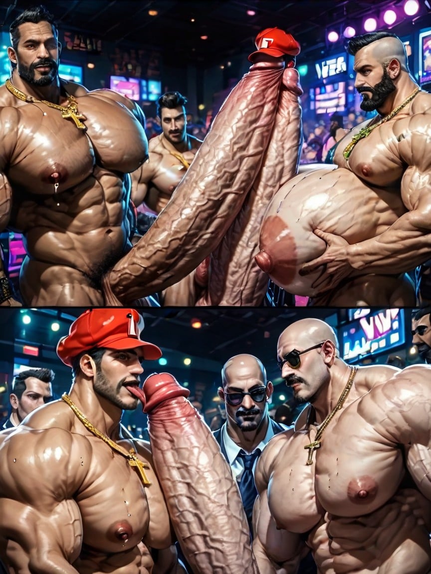 Double Penetration In Mouth, Rough Hyper Huge Cocks Everywhere On Him, Erect Penis AI Gay Porn