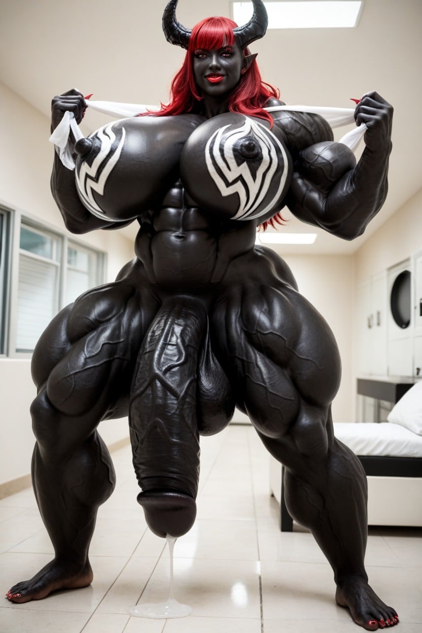 Laboratory, Standing, Gigantic Shoulders Shemale AI Porn