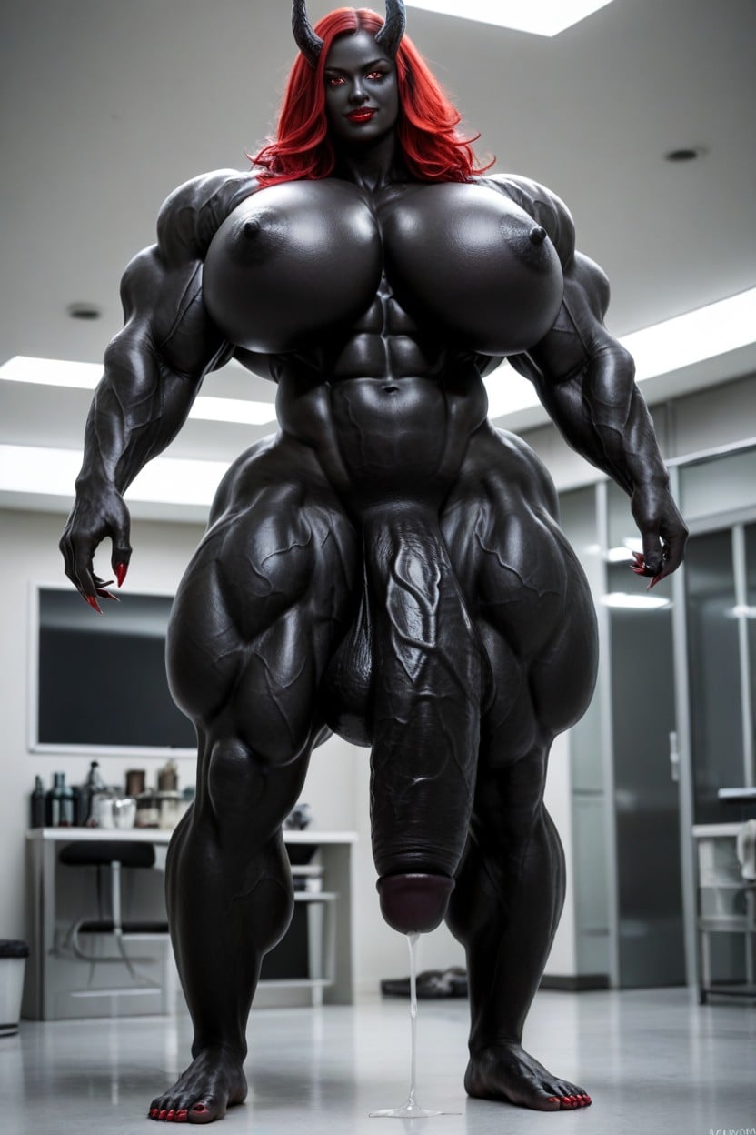 Giantess, Hourglass Figure, Muscular Veins Shemale AI Porn