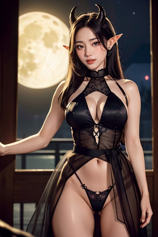 Large Breast, Gothic, Big Moon AI Porn