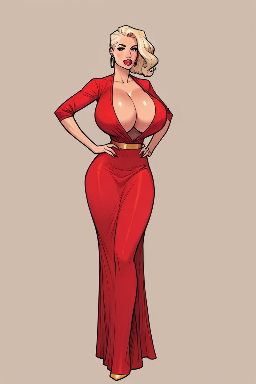 Looking At Viewer, Long Legs, Gold Earrings AI Porn