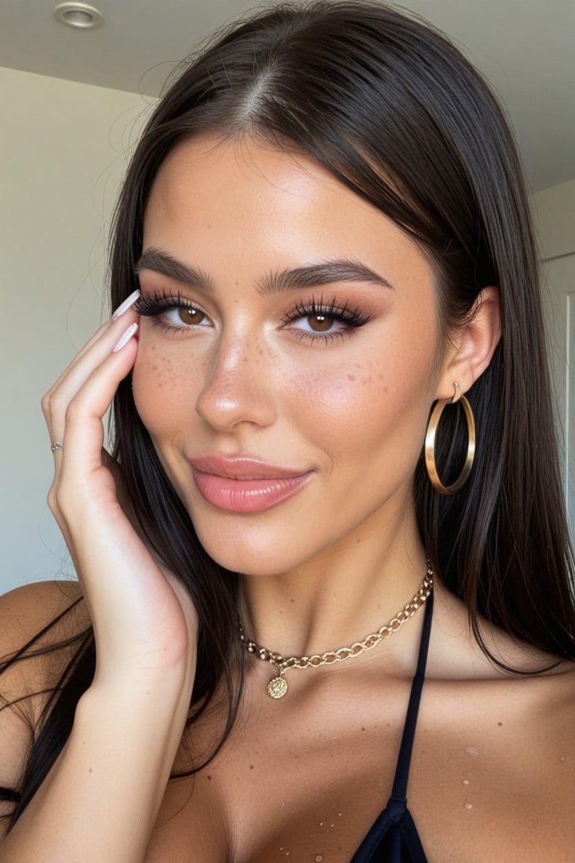 Gold Necklace, Straight, Puerto Rican Brunette Supermodel AI Porn