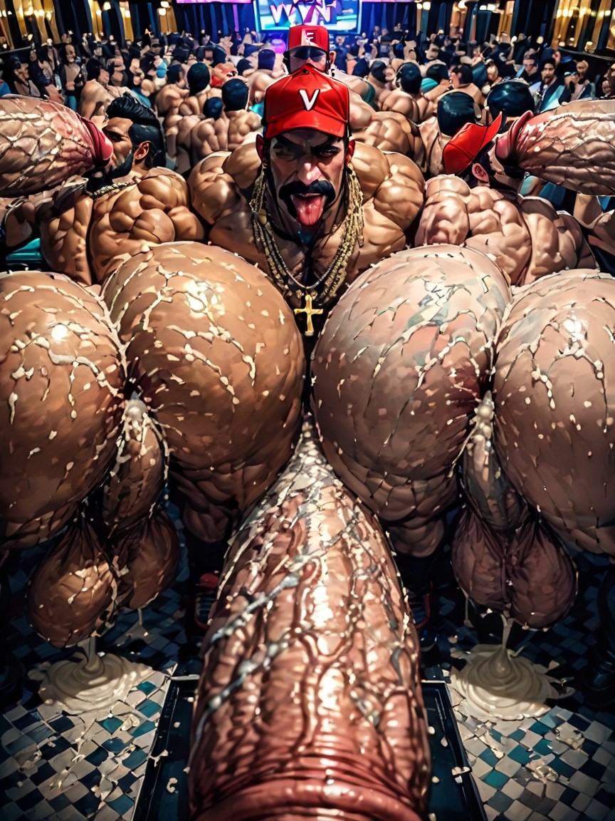 Focus On Many Hyper Boobs, Impossibly Long Hyper Penis, Sweaty AI Gay Porn
