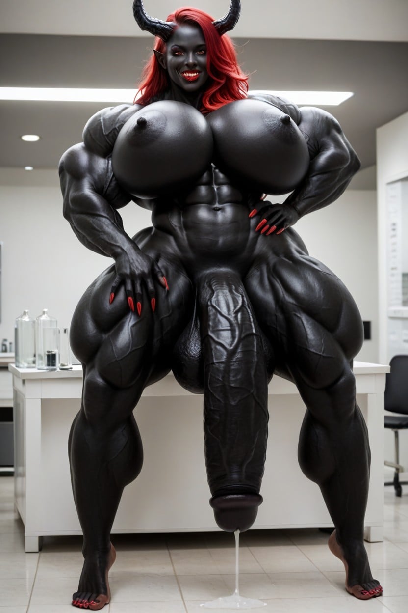 Abs, Gigantic, Red Eyes Shemale AI Porn
