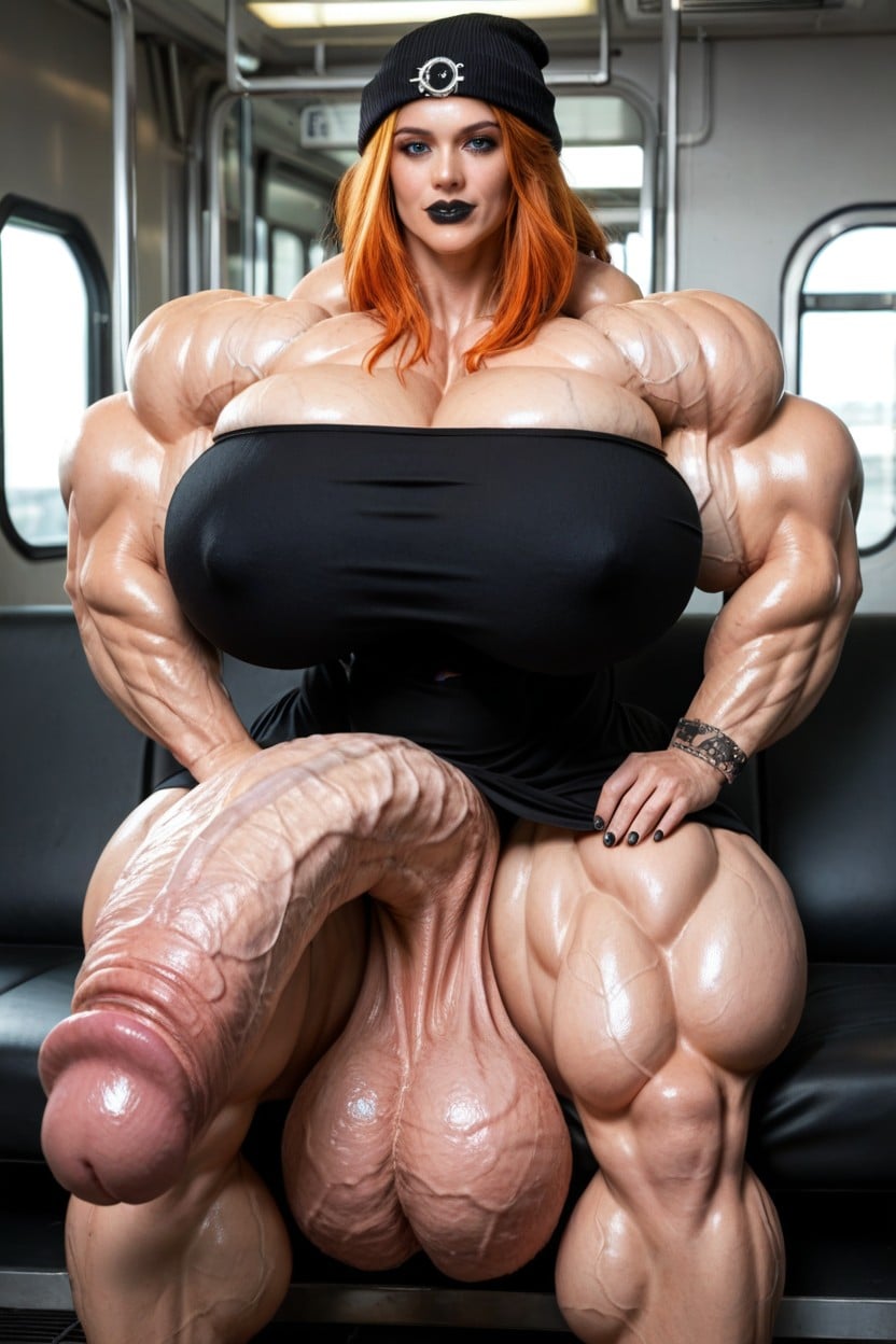 Absurdly Oversized Veiny Futanari Cock, Bulging Veins, Flaccid Extremely Long Cock Shemale AI Porn