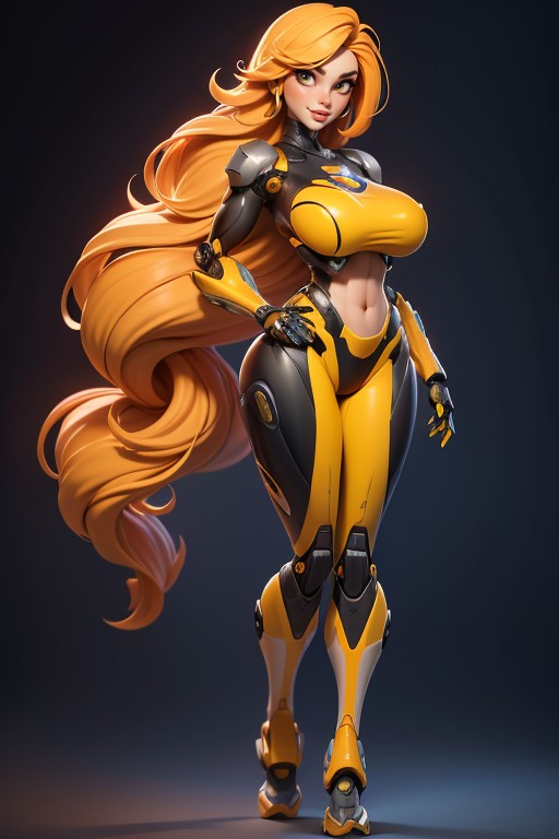 Very Long Hair, Robot Woman, Metallic Body Hentai IA