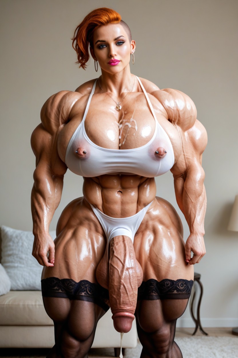 Muscular Legs, Oiled Skin, Big Boobs Shemale AI Porn