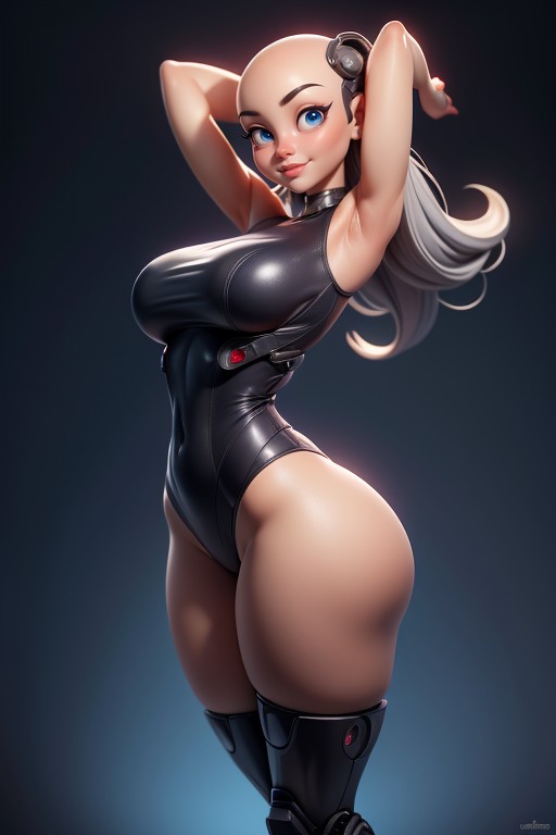 Curvy Powerful Body, Thick And Powerful Body, Bald Hentai AI Porn