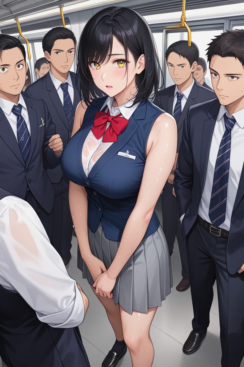 Black Leather Loafers, Sin Expresión, Navy Blue Vest Hentai IA