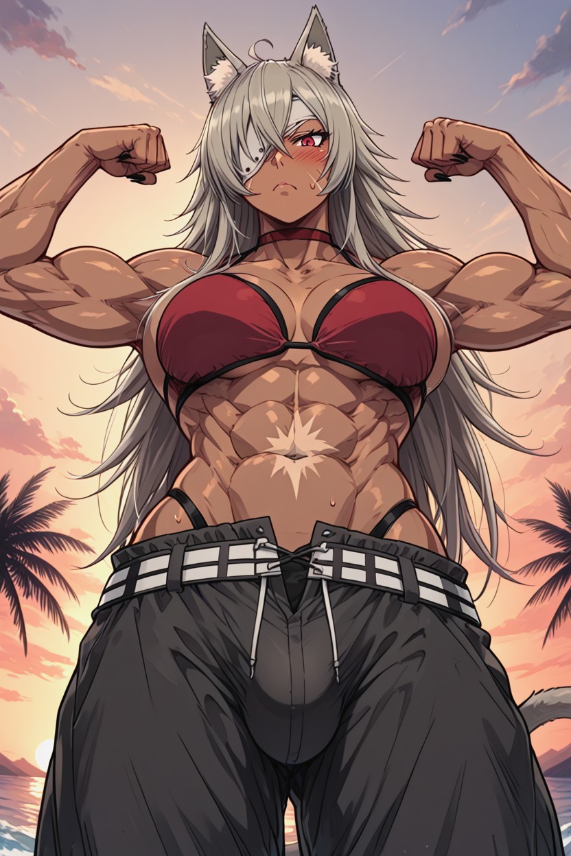 Pechos Medianos, Plano Corto, Piel Marrón Oscuro Hentai IA