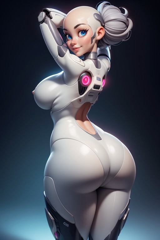 Correct Body Proportions, Ass Cheeks Exposed And Visible, Bald With No Hair On Head Hentai AI Porn