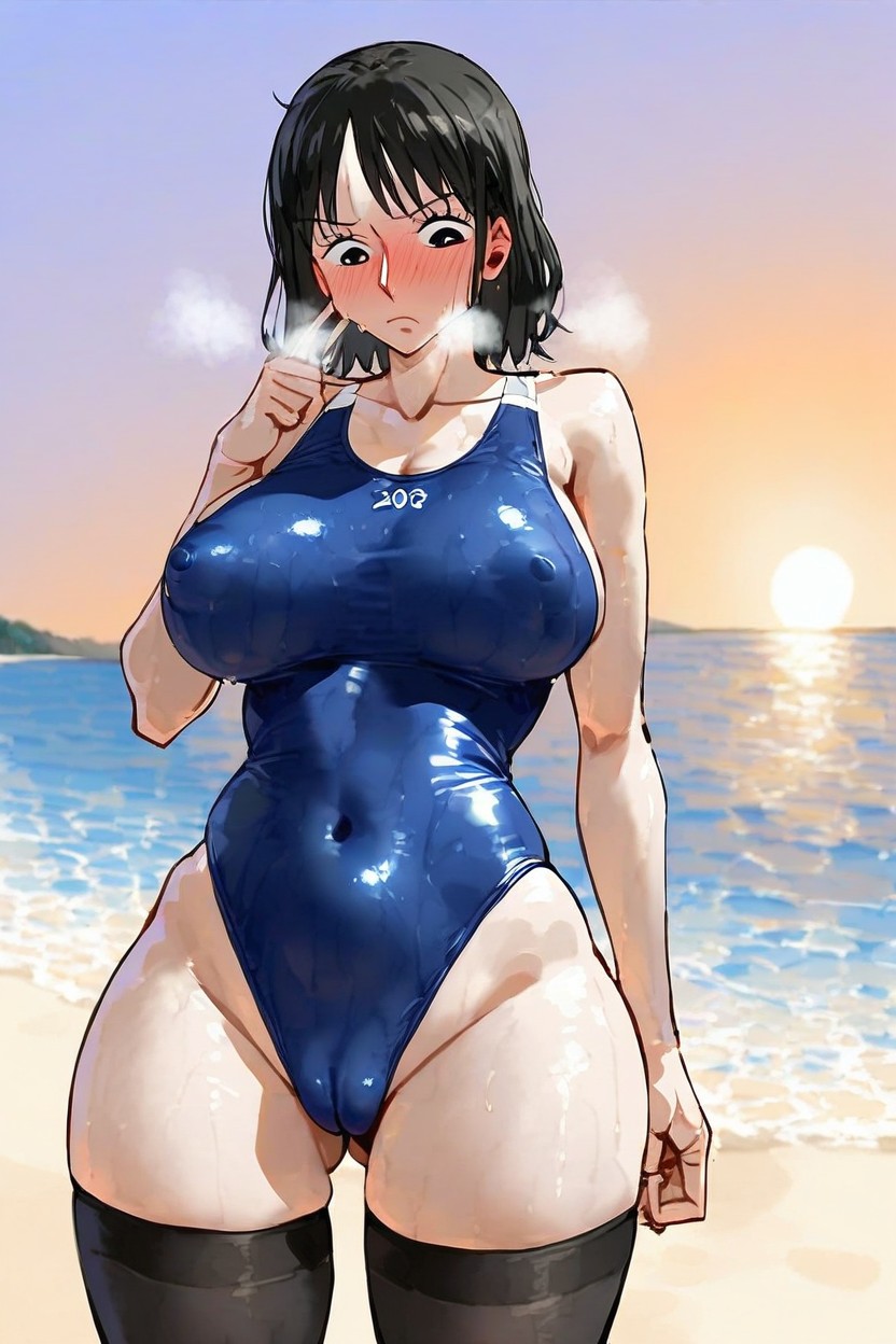 Sunset, Beach, Dandadan Tan Skin ヘンタイAIポルノ