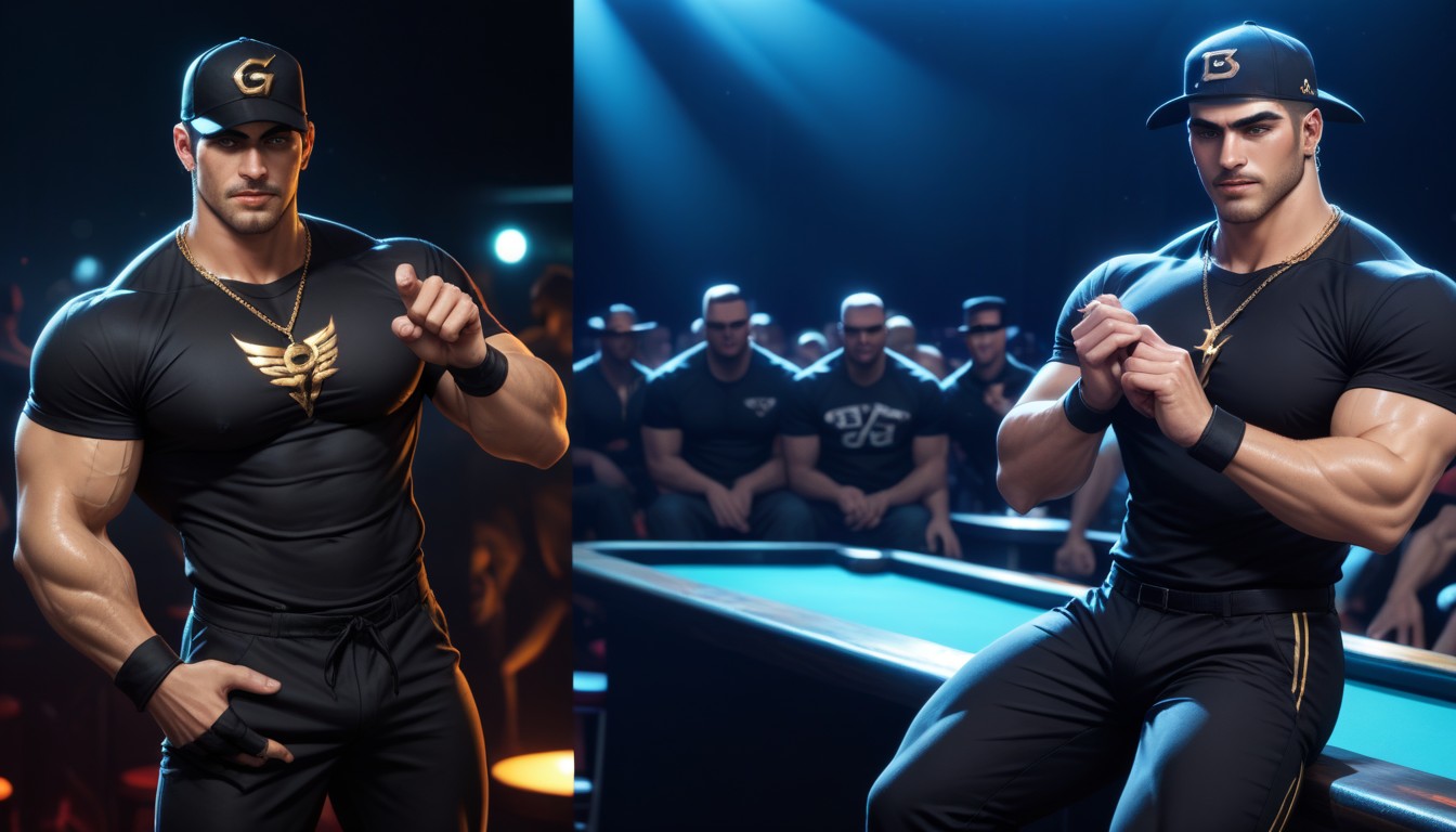 Oiled Bodies, Nightclub, Sitting On Stage AI Gay Porn