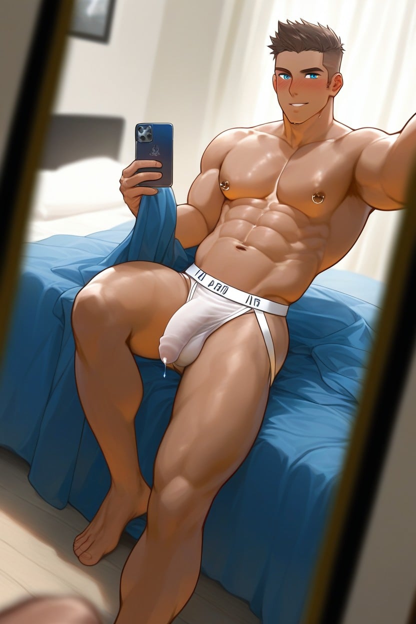 One Leg Standing, Amazing Quality, Taking Selfie AI Gay Porn