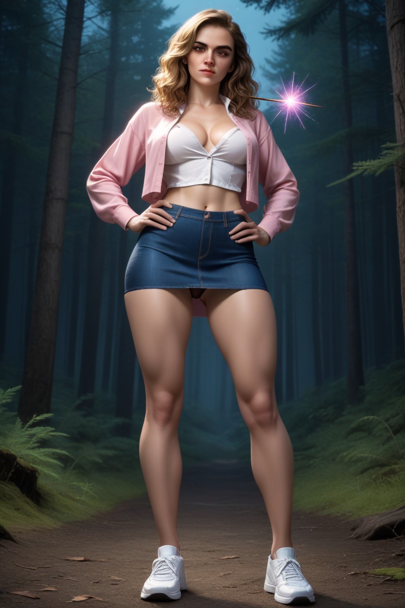 Skinny, Pubic Hair, Alone In Forest AI Porn