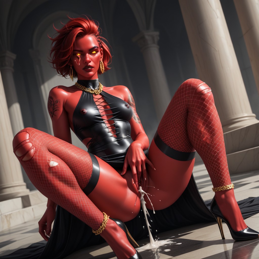 Glowing Eyes, Messy Hair, An Ancient Drow Demoness AI Porn
