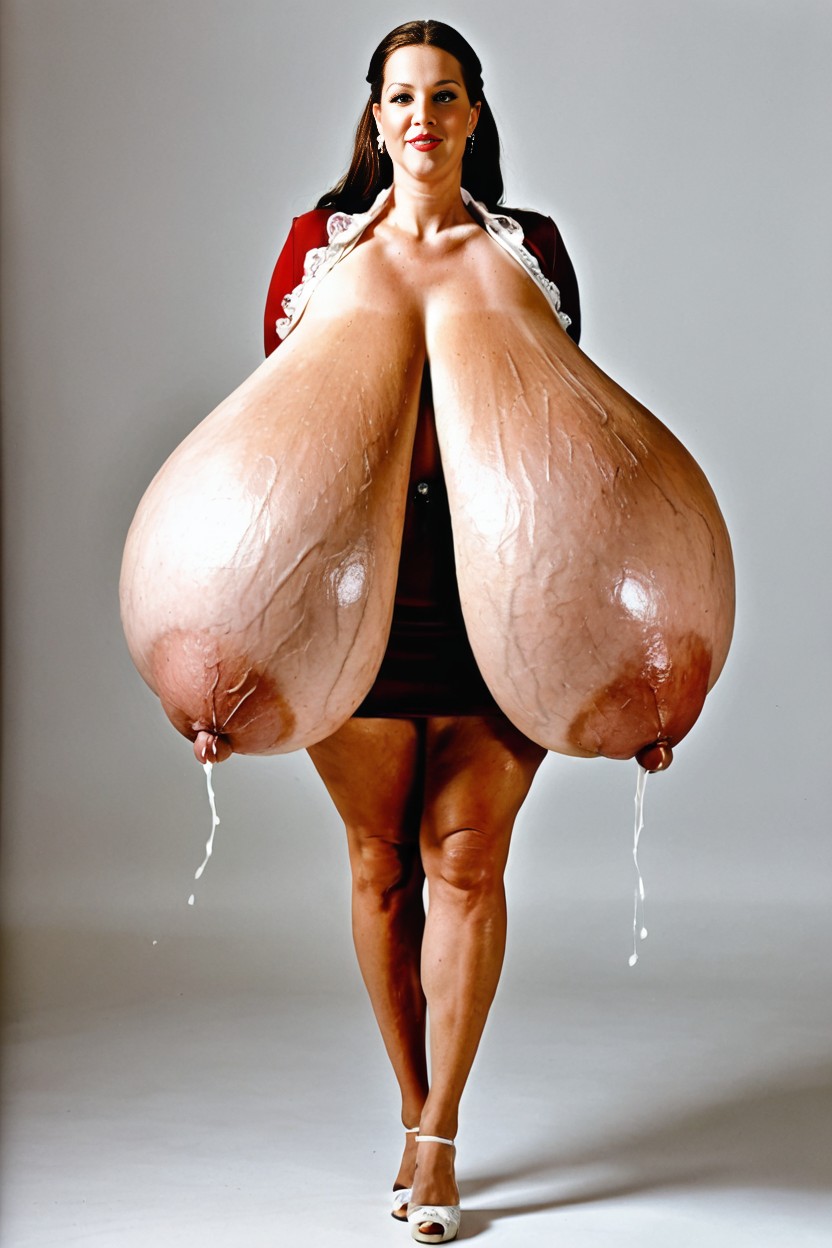 Arms Behind Back, Breasts Bigger Than Torso, Veins On Breasts AI Porn