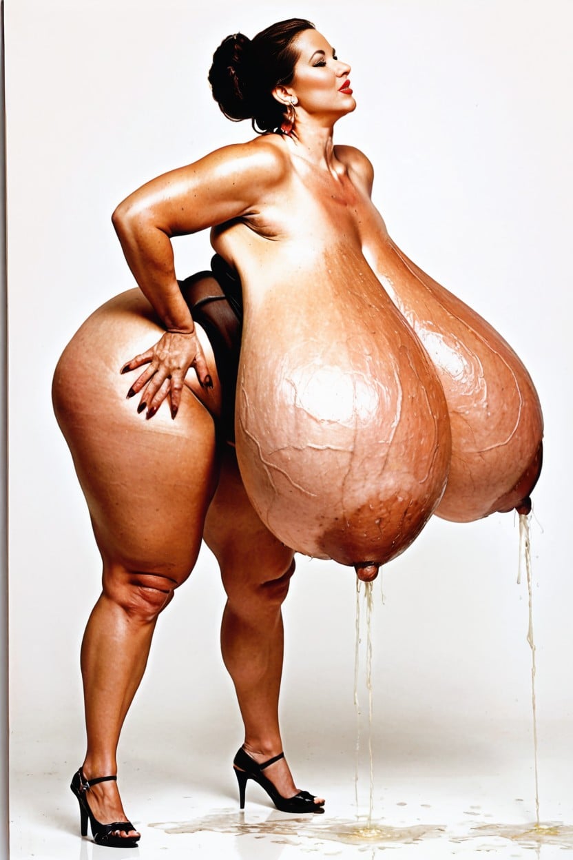 Saggy Breast, Pink Nipples, Wide Cleavage AI Porn