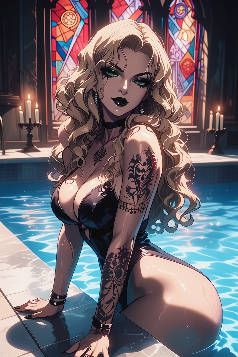 Black Lips, Large Breasts, Mariam Vampire Woman Hentai AI Porn