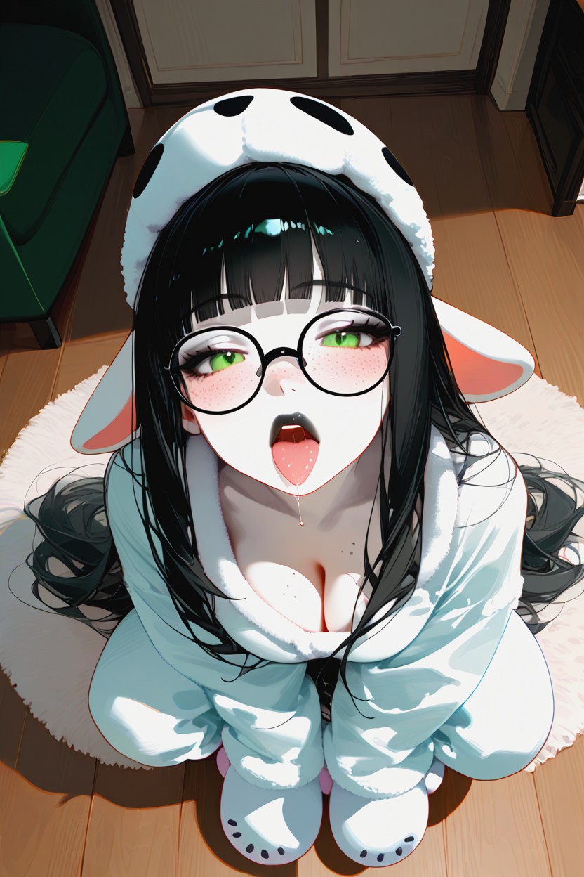 Eyes Half Closed, Chest Freckles, Makeup Hentai AI Porn