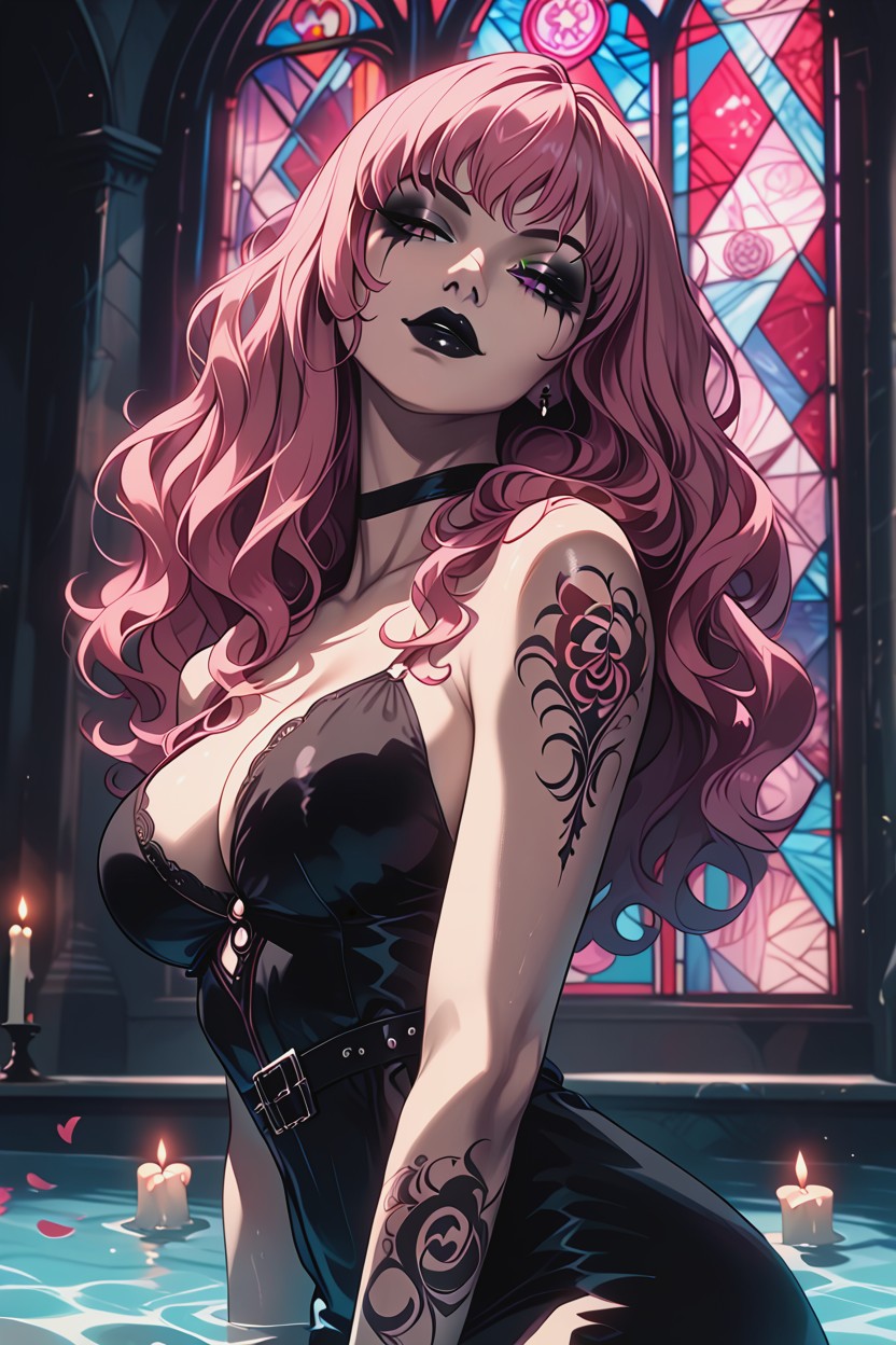 Large Breasts, Cinematic Lighting, Pink Eyes Hentai AI Porn