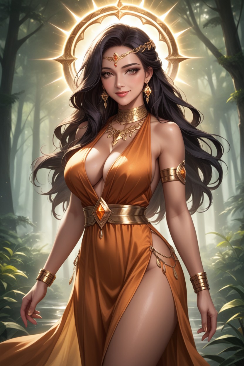 Earrings With Gold Keys, In A Mystical And Magical Forest, Horny AI Porn