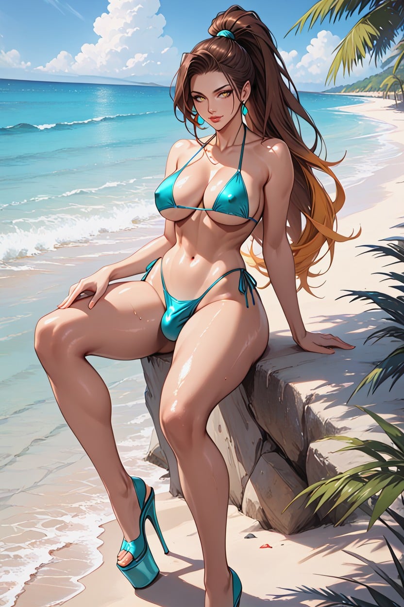 Firm Breasts, Wide Hips, Brown Hair Shemale AI Porn