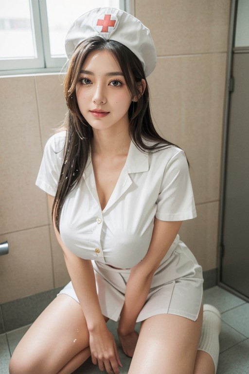 Bathroom Stall, White Shirt, Lusty AI Porn