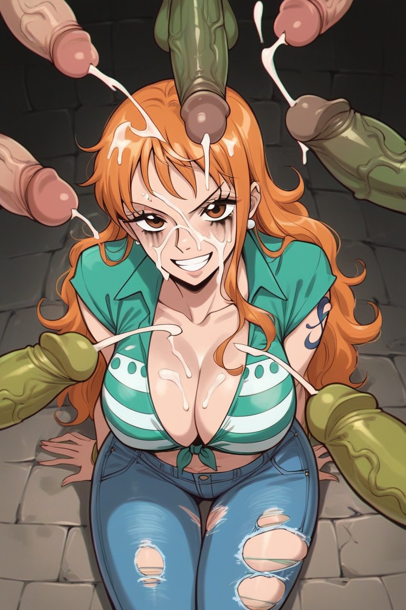 One Piece Artstyle, Cum On Shoulders, Big Green Cocks Hentai AI Porn
