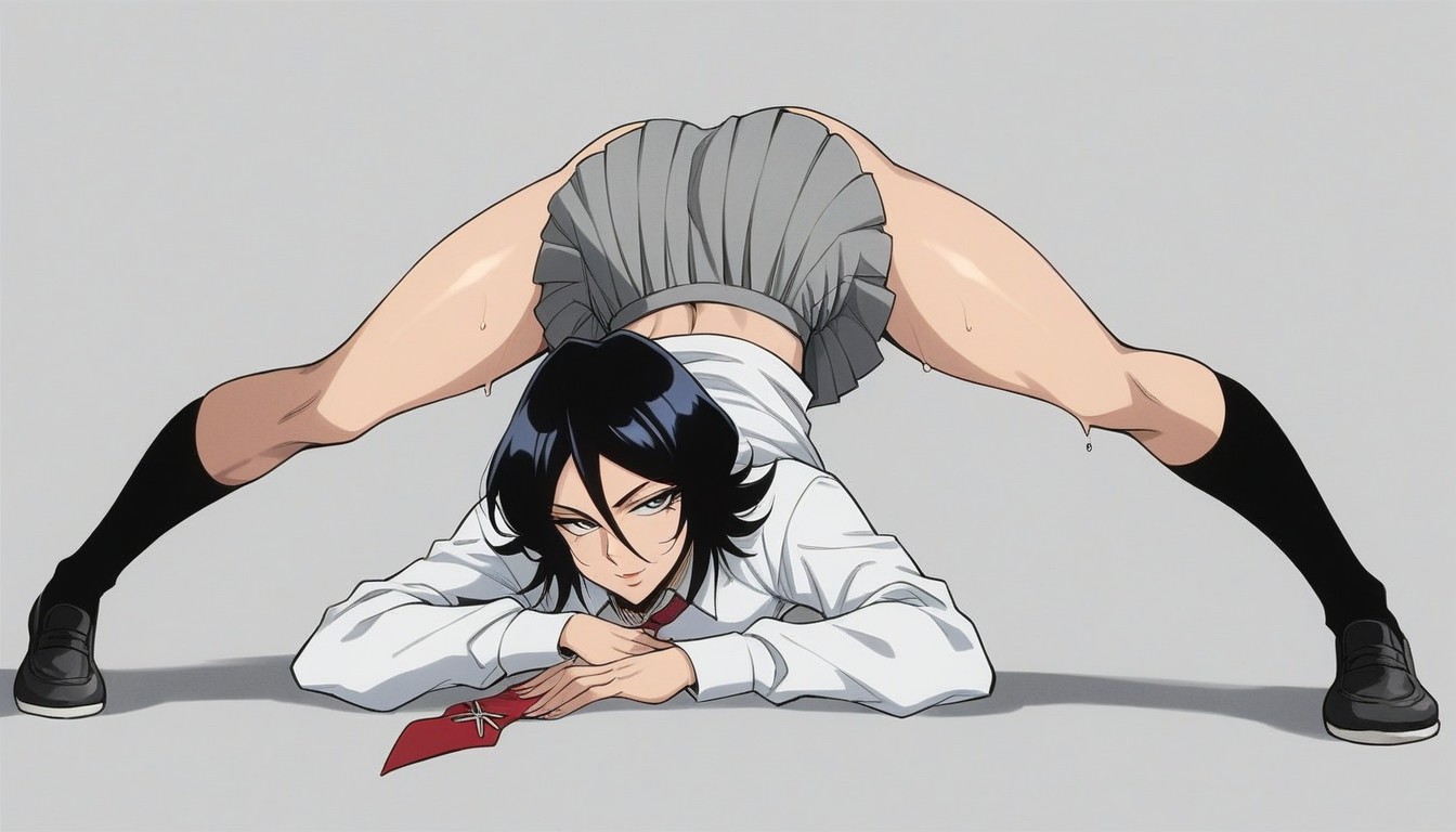 Seductive Eyes, Bare Thighs, Grey Skirt Hentai AI Porn