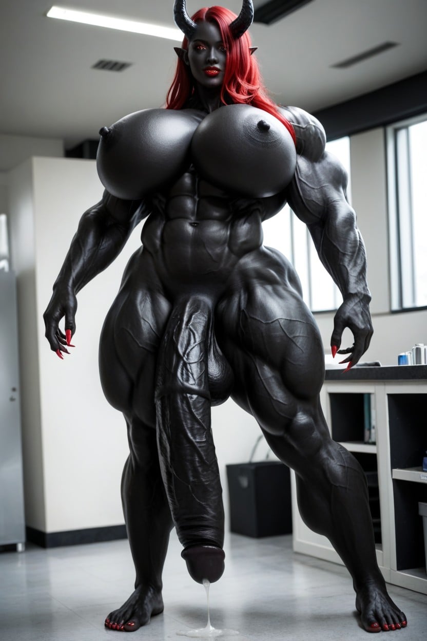 Black Skin, Seductive Pose, Perfect Tits Shemale AI Porn