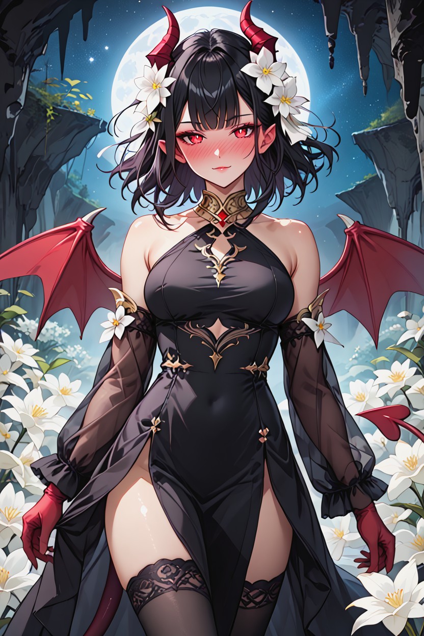 Succubus, Full-face Blush, Looking At Viewer Hentai AI Porn