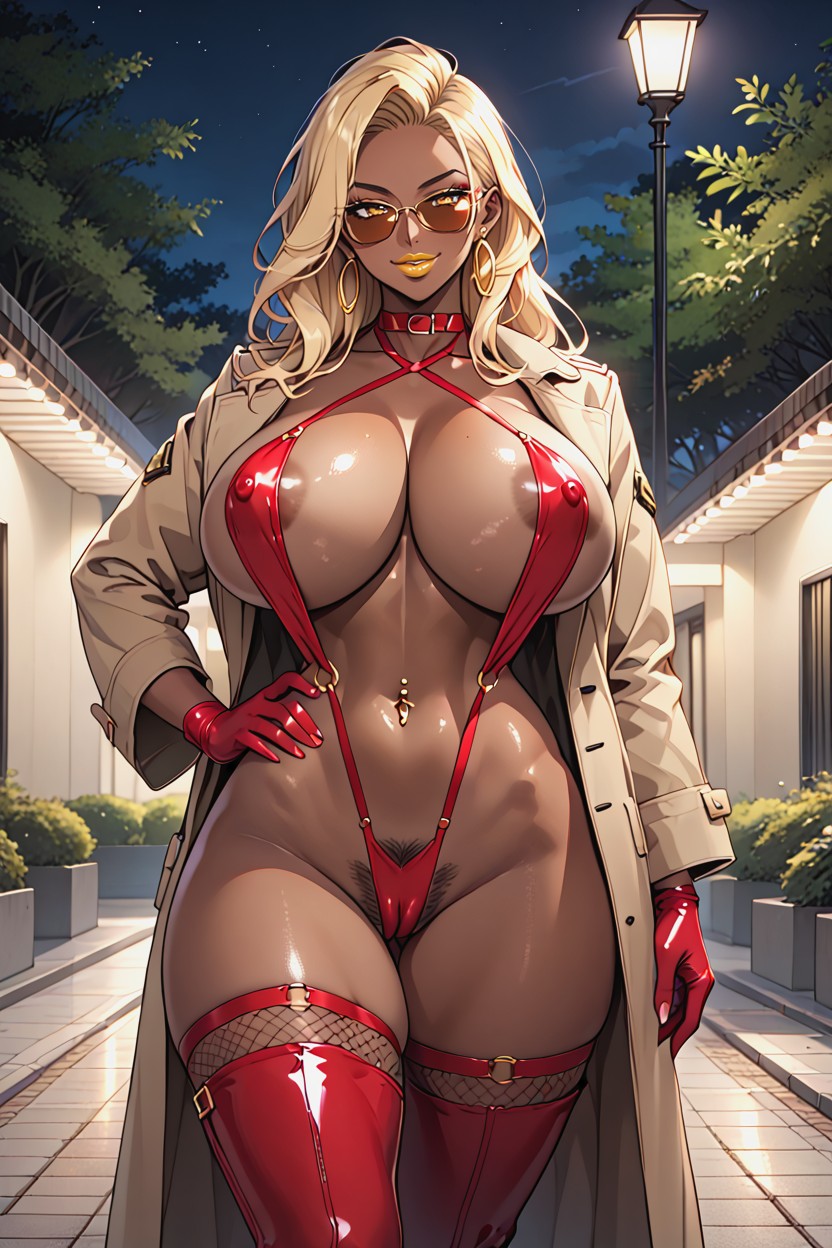 Pure Black Skin, Thick Thighs, Shiny Skin Hentai AI Porn