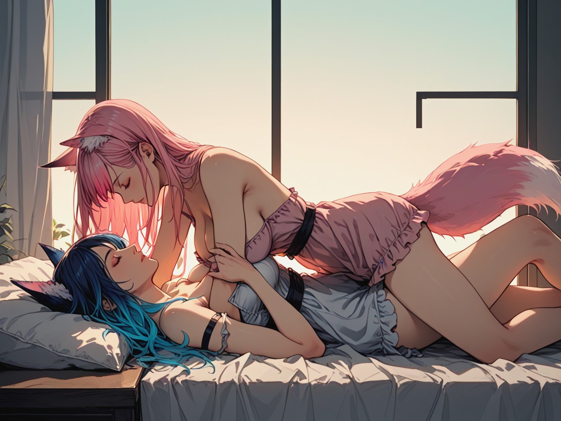 18+, Multi Colored Hair, Squeezing Breasts Hentai AI Porn