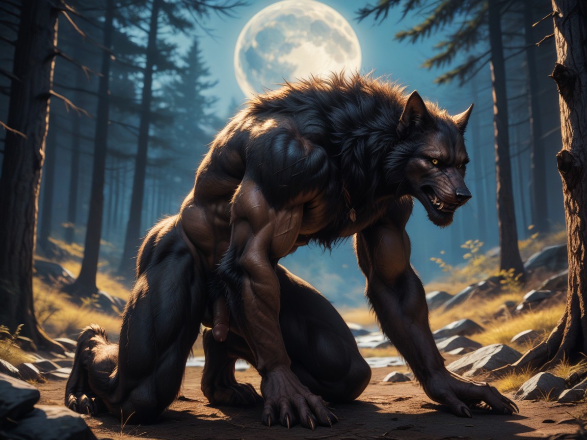 The Werewolf Is Wearing Ripped Brown, 18+, Werewolf Large Fur Covered AI Gay Porn