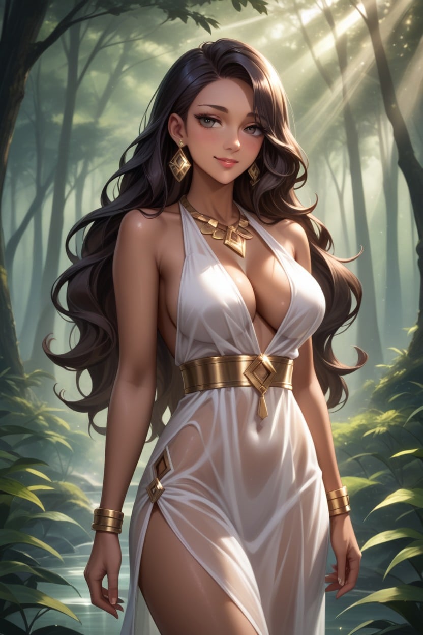 Black Eyes, Hinata, Divine Rays Coming Out Of The Stargate AI Porn