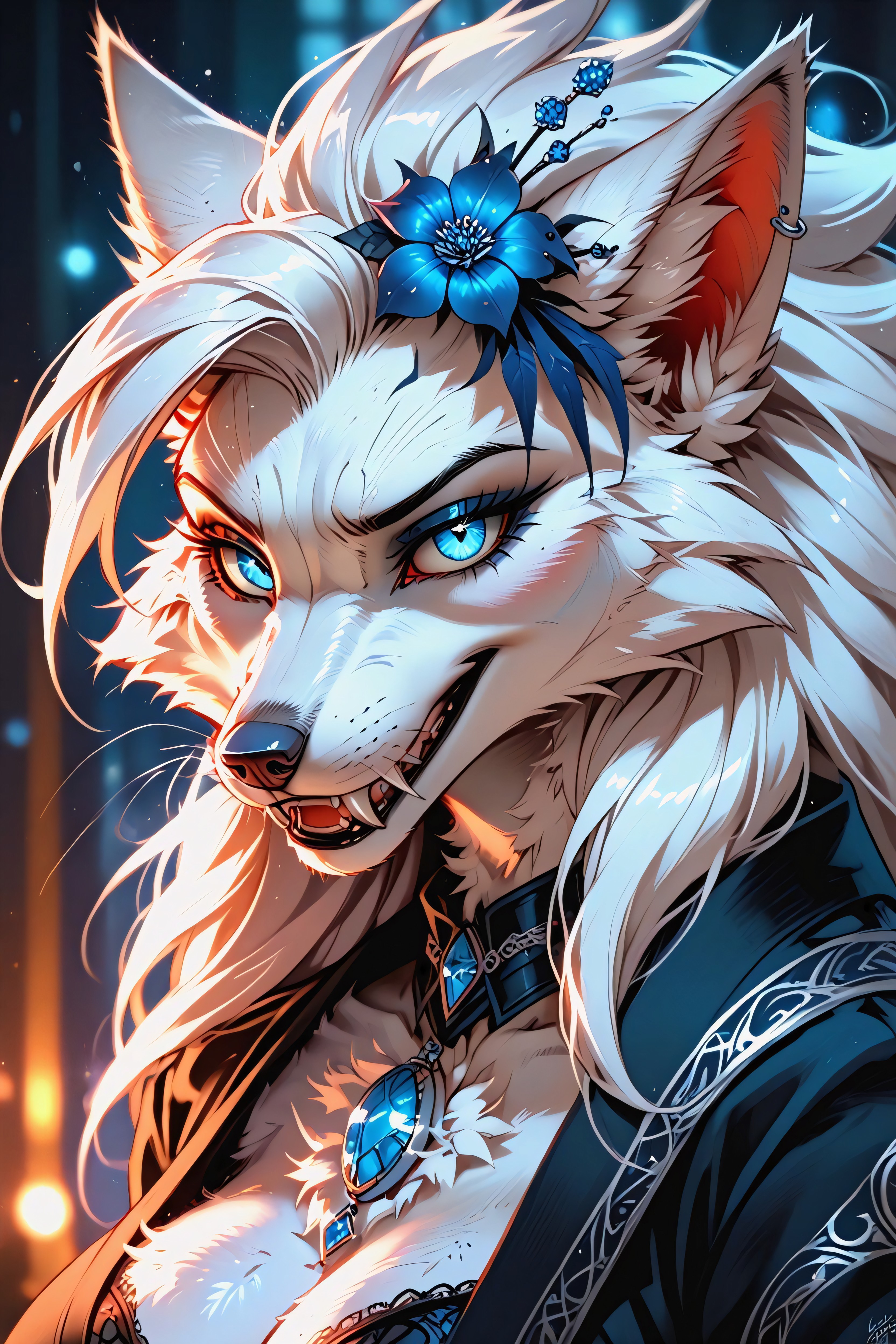 Every Whisker And Fur Follicle Meticulously Rendered Sy, Pure White Base Fur With Jet Black Accents Ears, 18+ AI兽人黄片