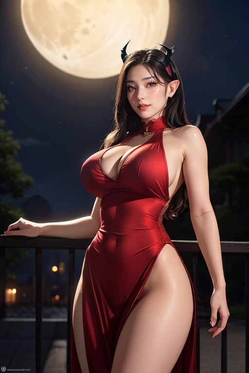 Demon Horns, Night, Cosplay AI Porn