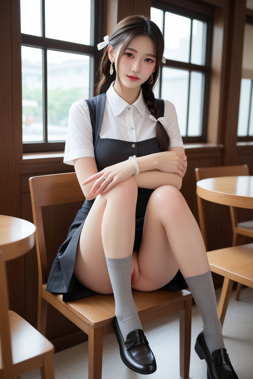Noon, Closed Mouth, Skinny Asian AI Porn