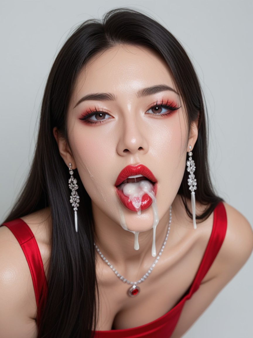 Long Eye Lashes, Black Hair, Excessive Cum On Face 國產AI成人