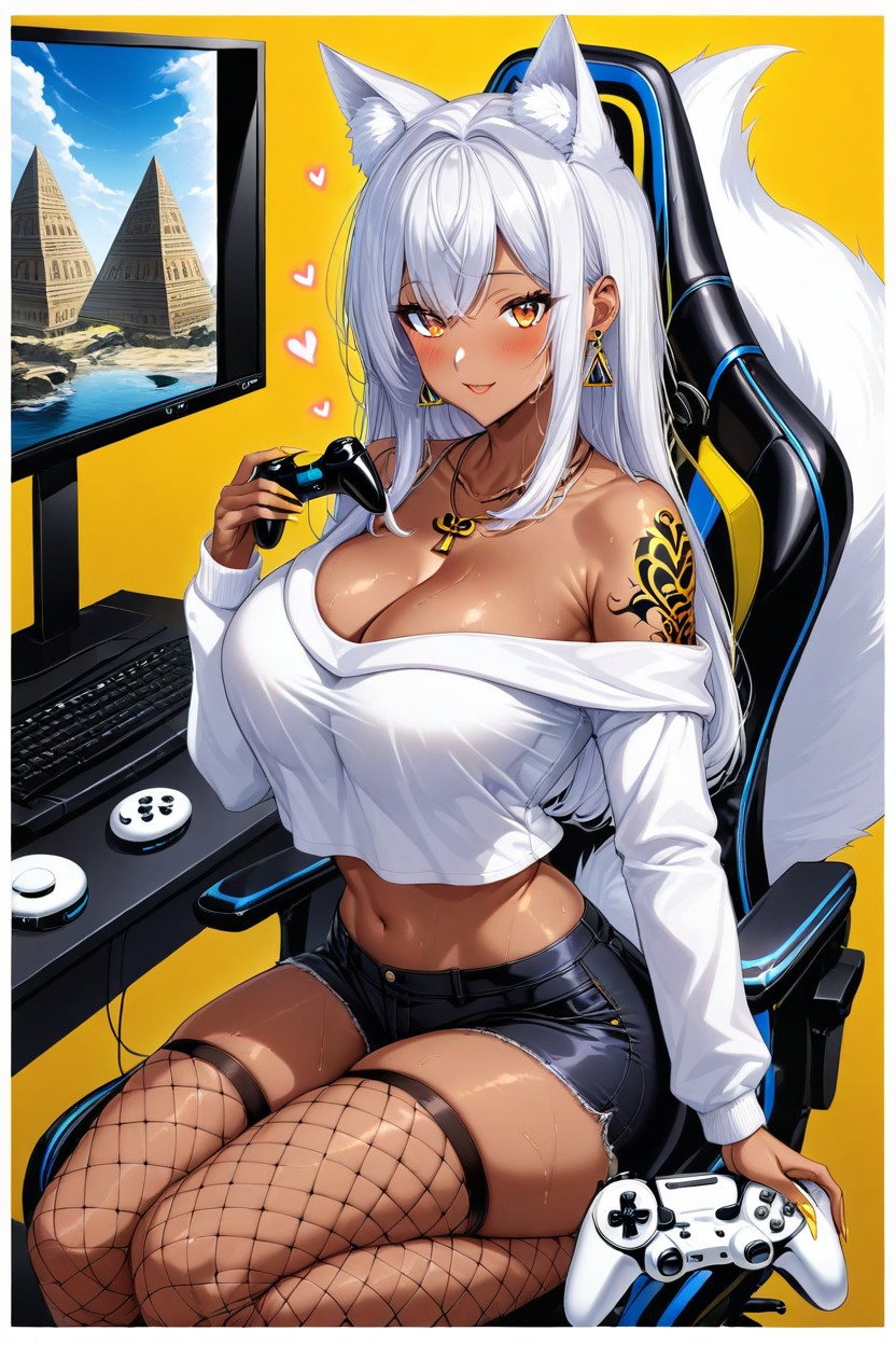 Hearts, White Husky Tail, None Nude Hentai AI Porn