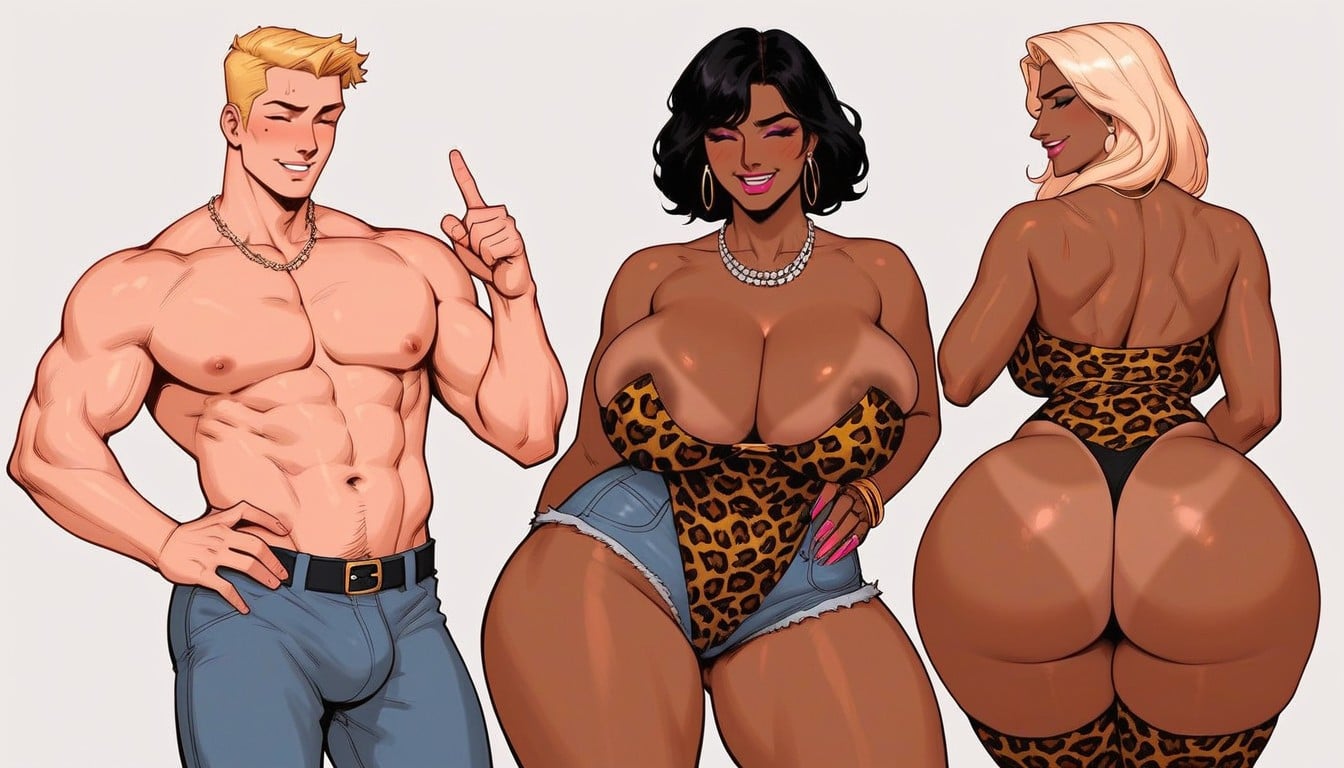 Jewelry, Wide Hips, Tanned Skin Guy AI Porn