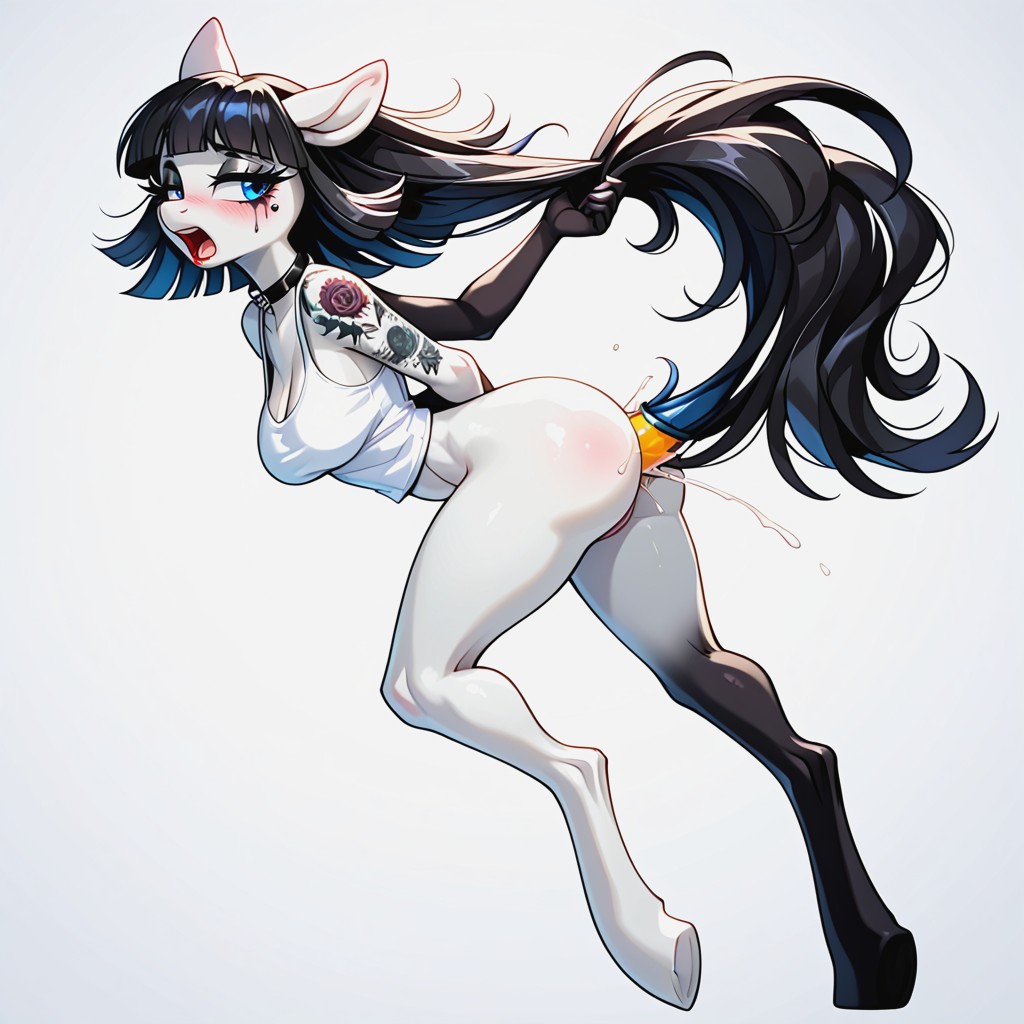 Black Hair, Looking Away, Blue Eyes Furry AI Porn