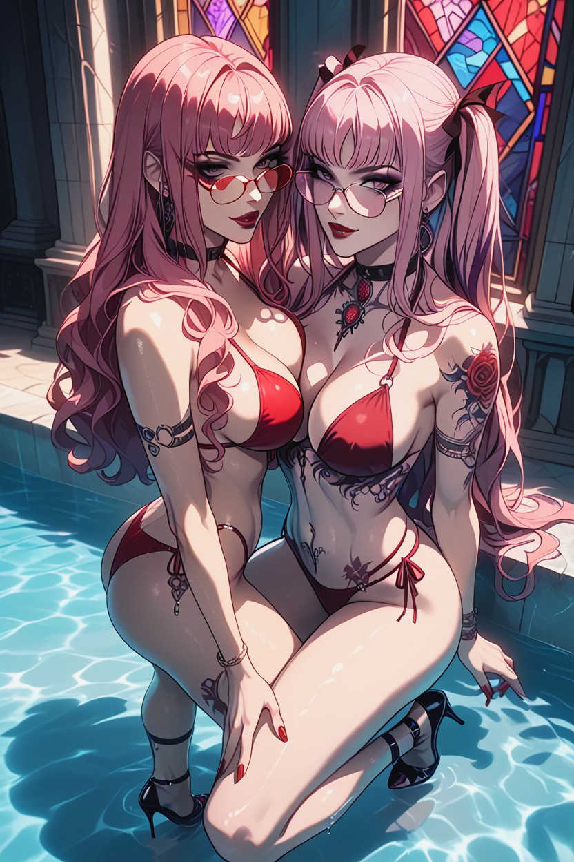 Red Lips, Red Nails, Dark Makeup Hentai AI Porn