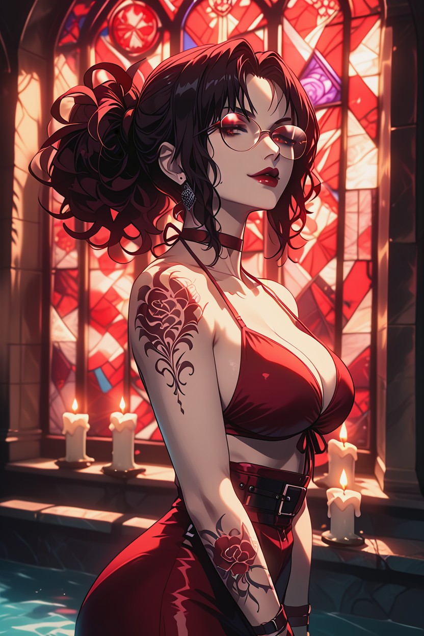 Red Eyes, Ultra Detailed, Palé Skin Hentai AI Porn