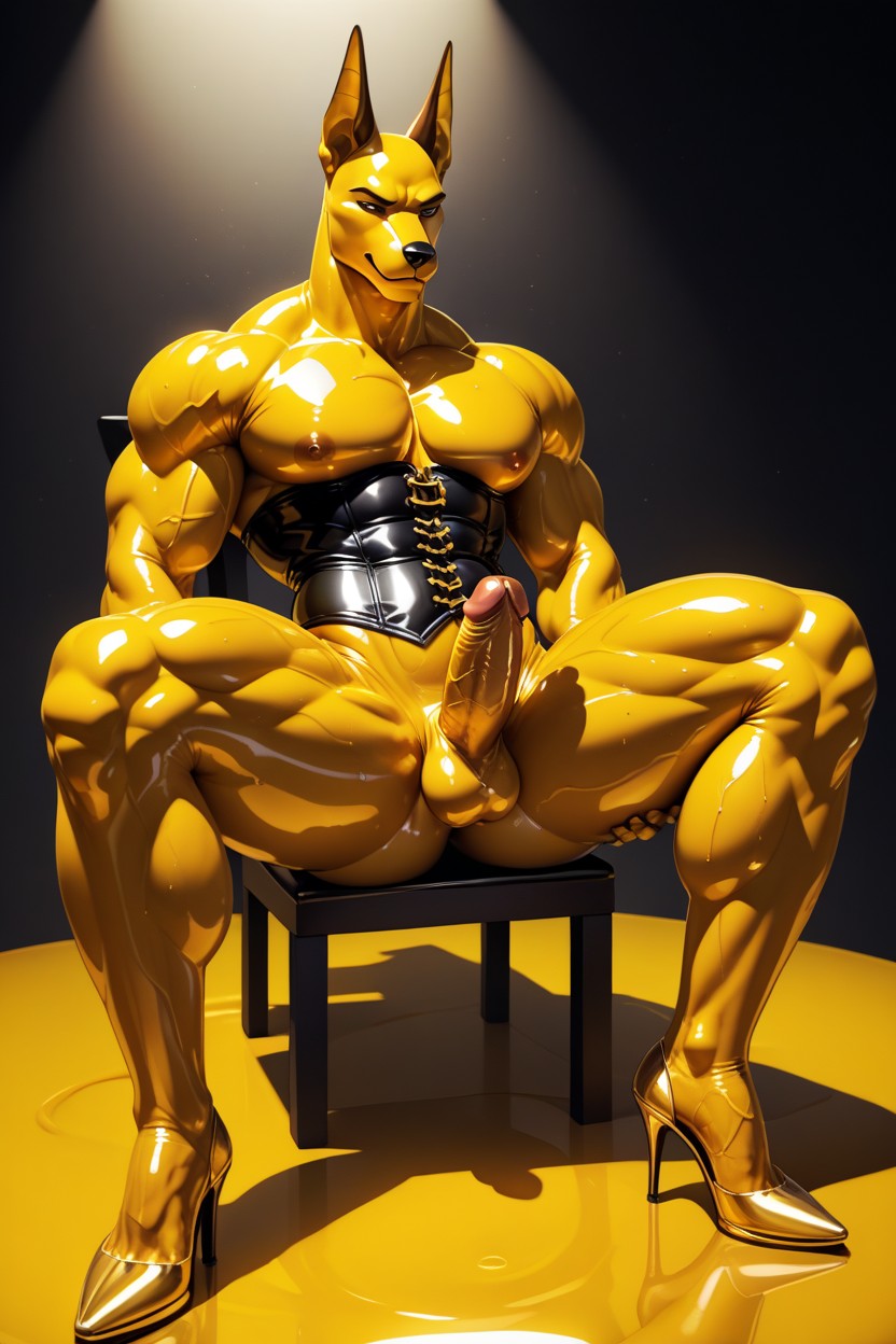 Oiled Skin, Muscular, Veiny Furry AI Porn