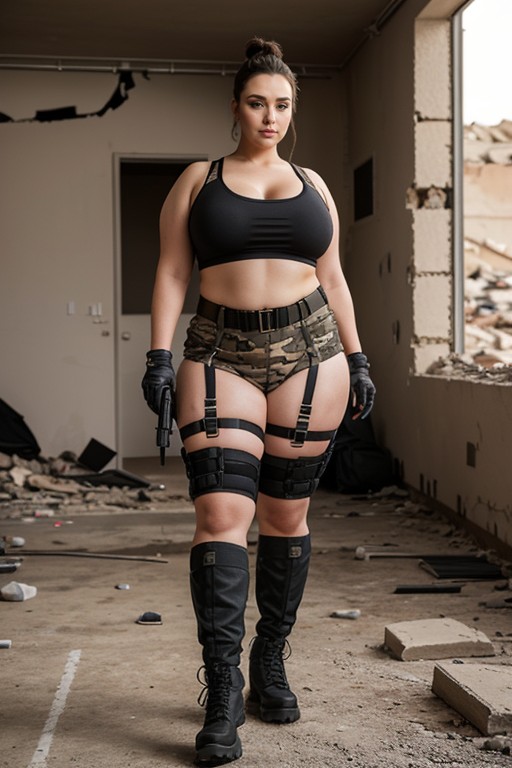 American, Hair Bun, Chubby Round Face AI Porn